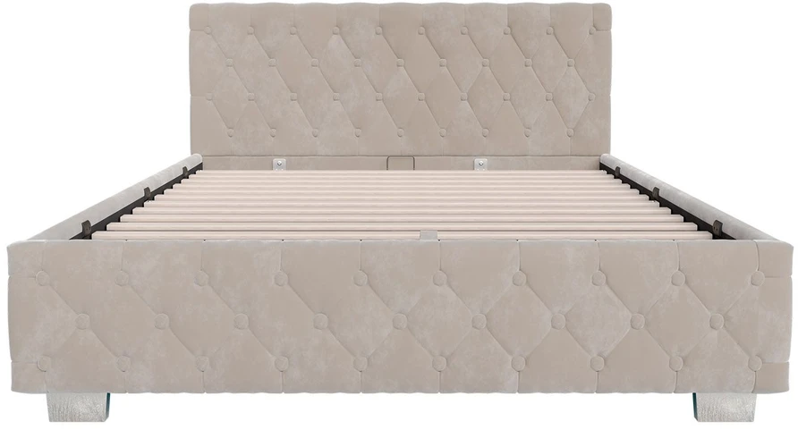 Juskys Čiužinys su apmušalais Nizza 140x200 cm su daiktadėže ir LED apšvietimu, smėlio spalvos