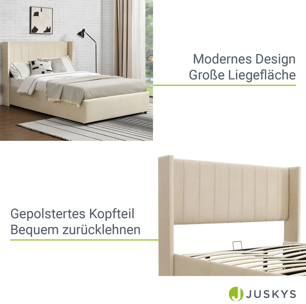 Juskys Čiužinys su apmušalais Savona 140x200 cm smėlio spalvos