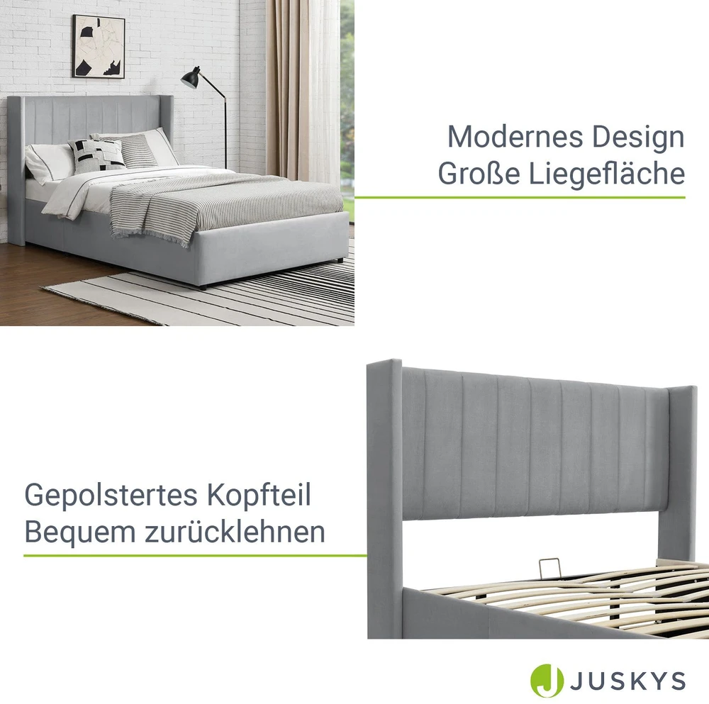 Juskys Čiužinys su apmušalais Savona 140x200 cm šviesiai pilkas