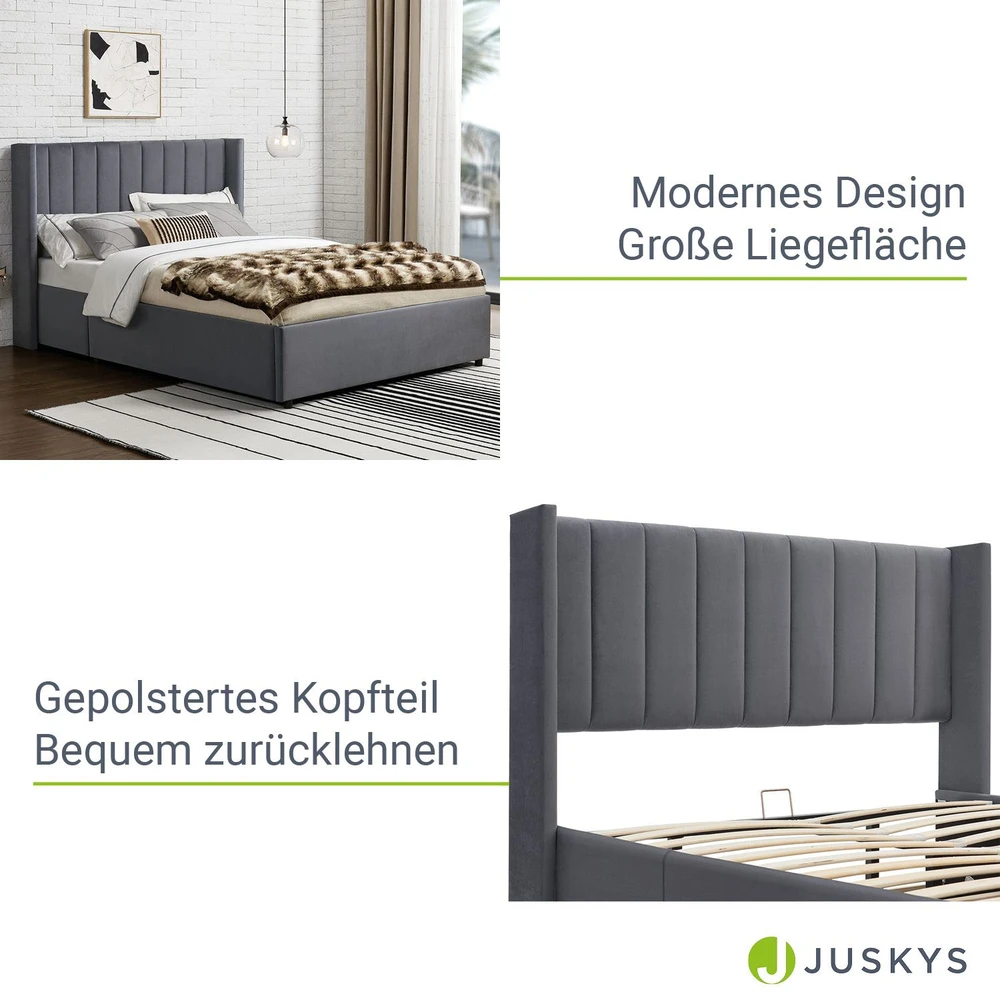 Juskys Čiužinys su apmušalais Savona 140x200 cm tamsiai pilkas