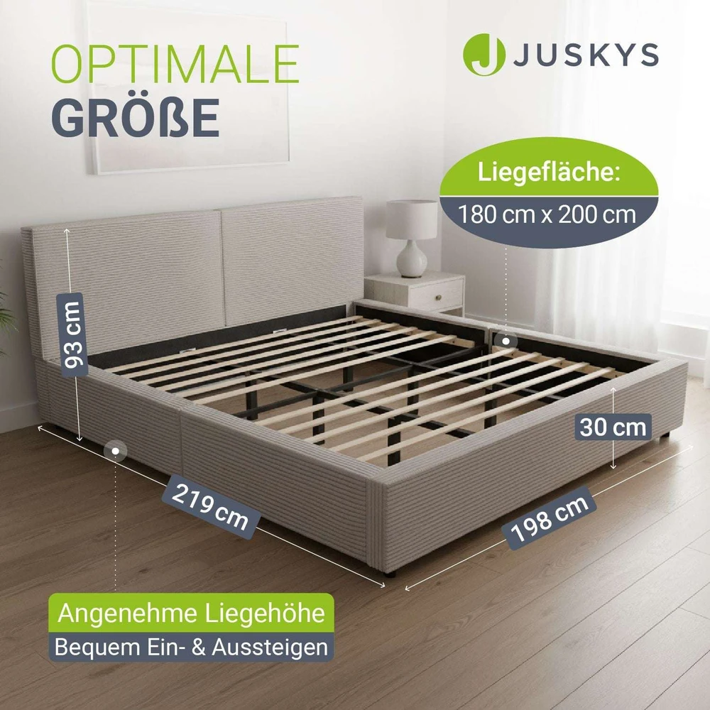Juskys Čiužinys su apmušalais Salerno 180x200 cm taupe