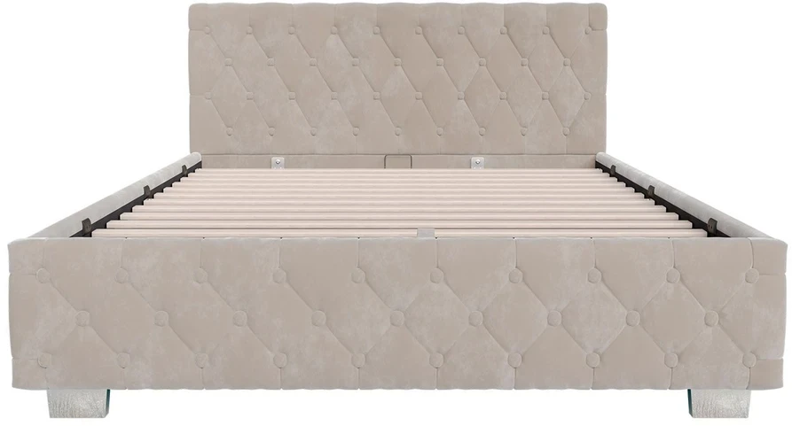 Juskys Čiužinys su apmušalais Nizza 140x200 cm su daiktadėže ir LED apšvietimu, smėlio spalvos