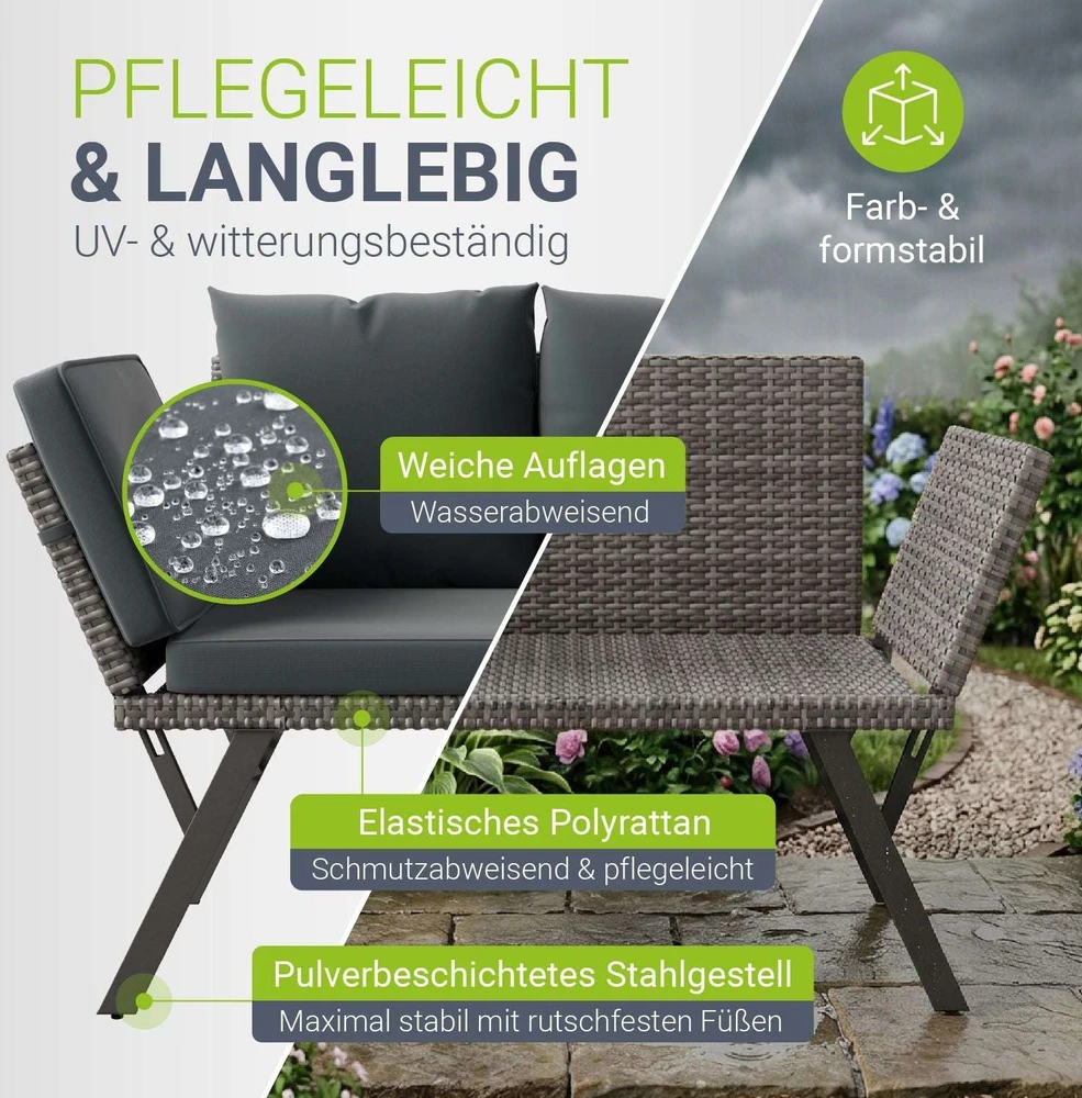 Juskys Daugiafunkcinė suoliukas Calvia 132x62x84 cm pilkai margas/pilkas