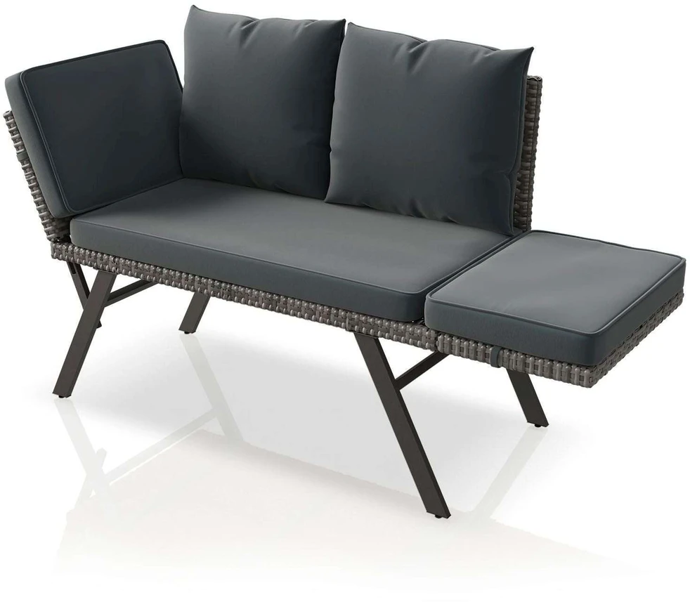 Juskys Daugiafunkcinė suoliukas Calvia 132x62x84 cm pilkai margas/pilkas