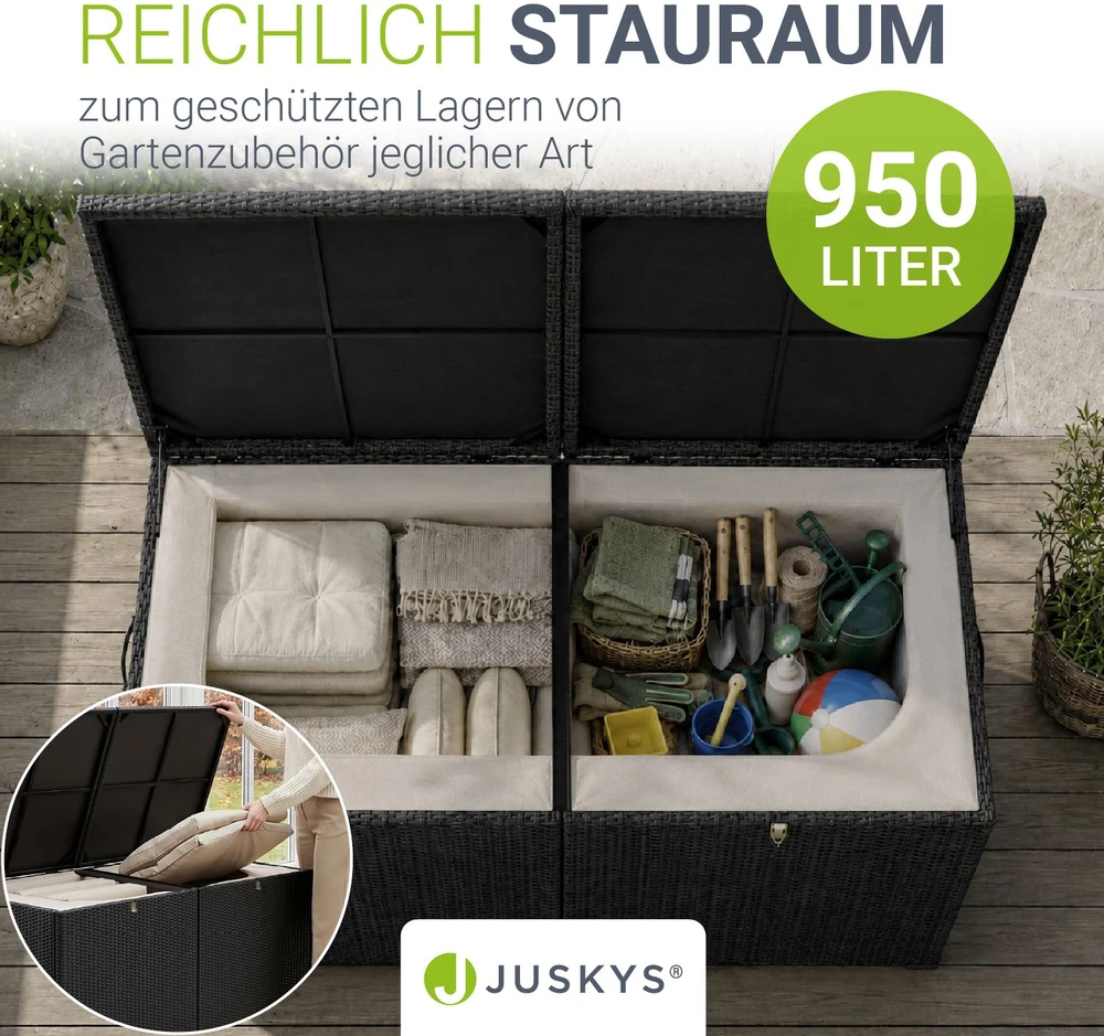Juskys Dėžė pagalvėlėms Ikaria 145x82,5x79,5 cm juoda