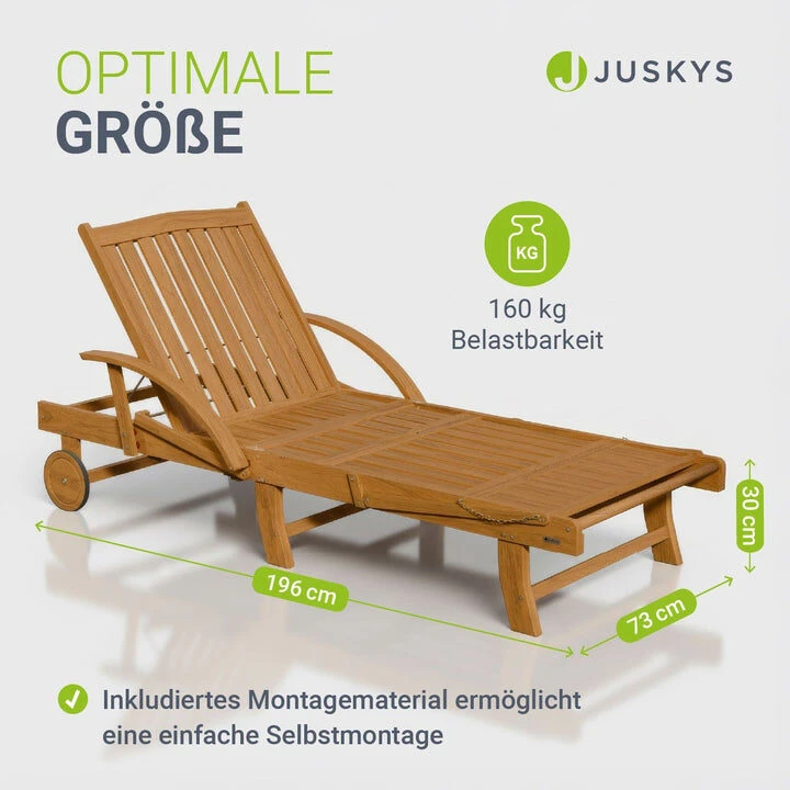 Juskys Gultas SunScape su ratukais ir staliuku 196x72,5x30 cm akacijos mediena