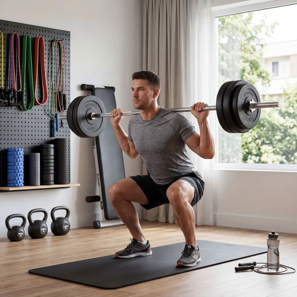 Juskys Hantelių rinkinys 3 viename 60 kg juoda/sidabrinė