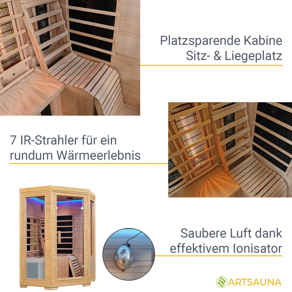 Juskys Infraraudonųjų spindulių kabina Aalborg su dviem technologijomis 120x120 cm maumedžio mediena