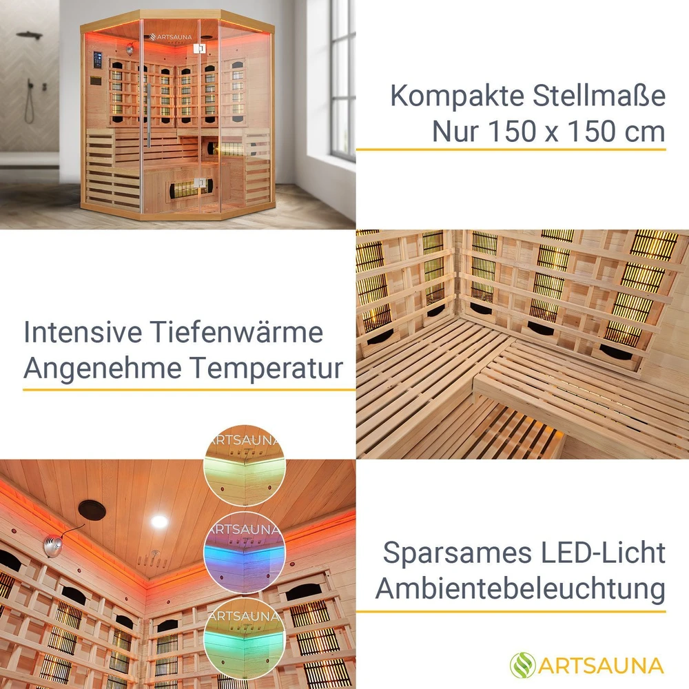 Juskys Infraraudonųjų spindulių kabina Kiruna150 150x150x200 cm maumedžio mediena