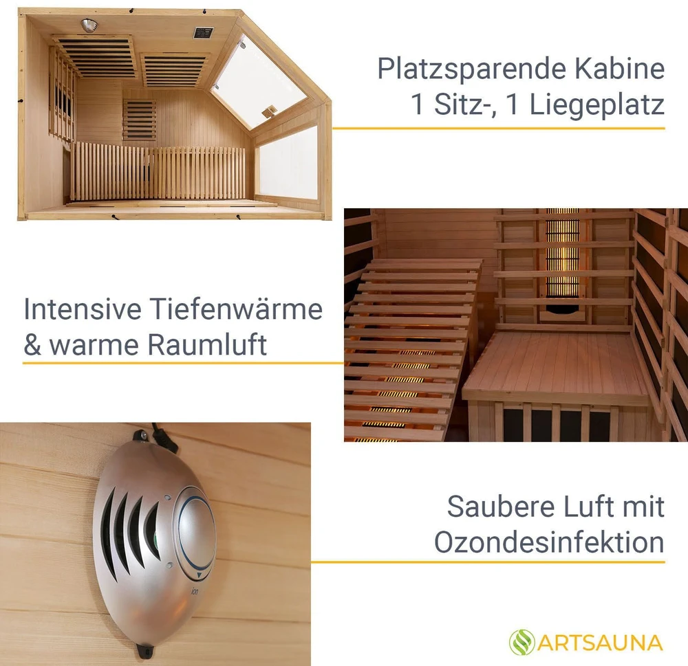 Juskys Infraraudonųjų spindulių kabina Kolding 130x190x190 cm hemlock mediena