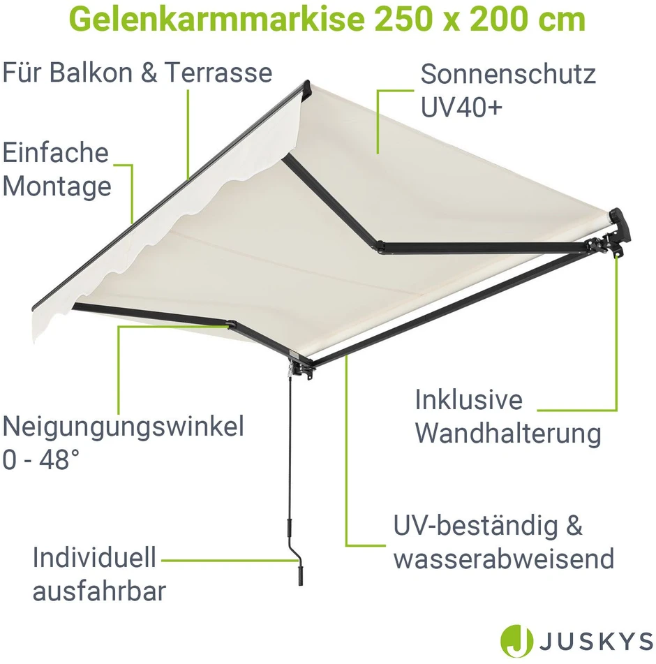 Juskys Ištraukiama markizė 250x200 cm smėlio spalvos