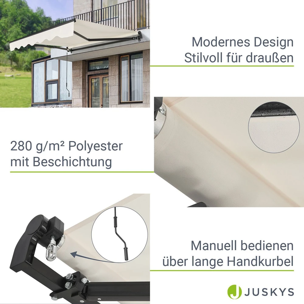 Juskys Ištraukiamas markizės tentas 350x300 cm smėlio spalvos