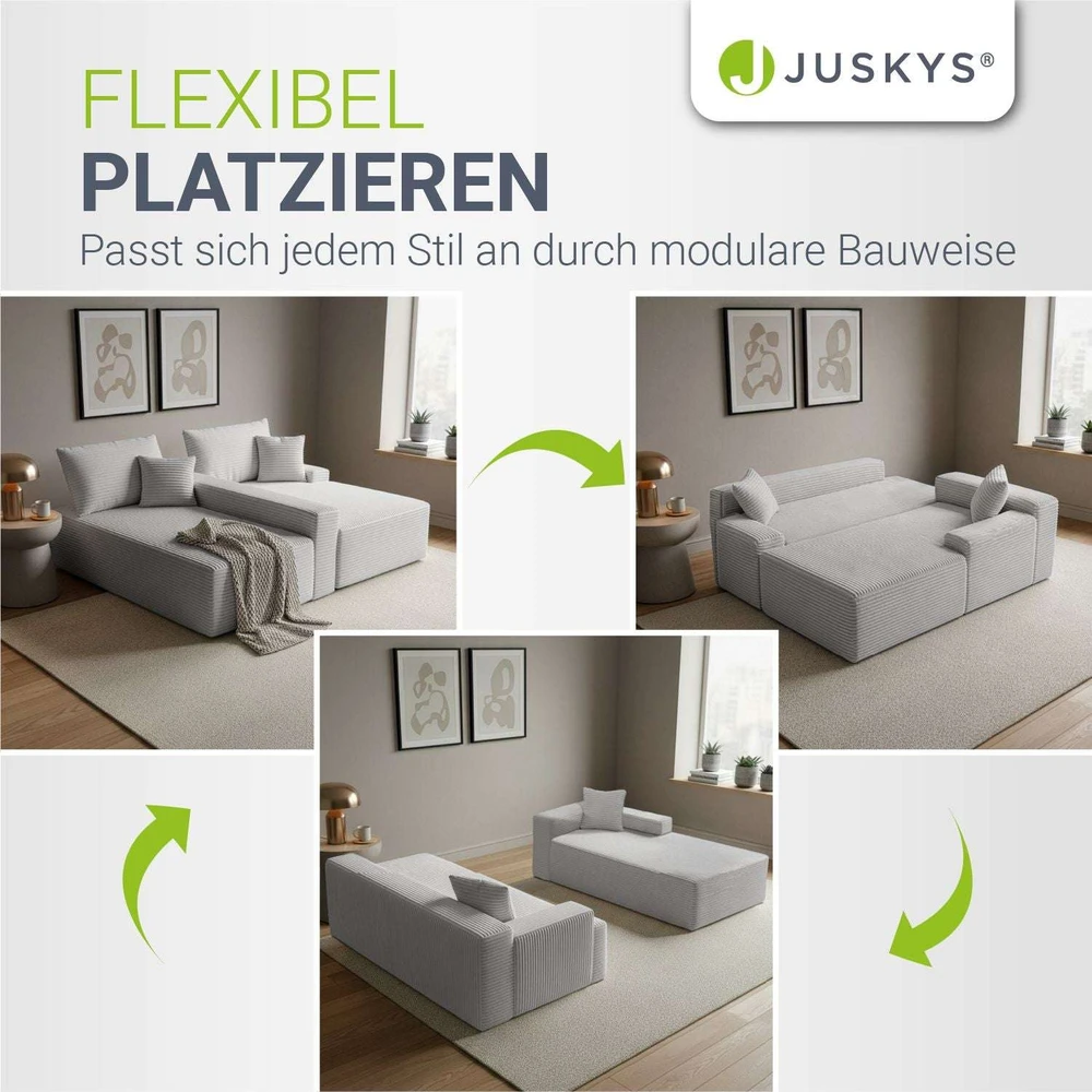 Juskys Kampinė sofa Coredo 250x56x155 cm šviesiai pilka dešinė ottoman dalis