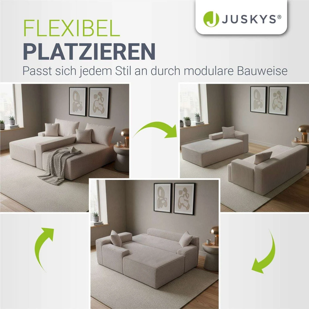 Juskys Kampinė sofa Coredo 250x56x155 cm taupe, kairinis pufas
