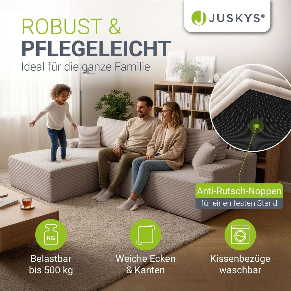 Juskys Kampinė sofa Coredo 250x56x155 cm taupe, kairinis pufas