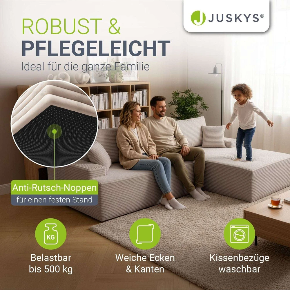 Juskys Kampinė sofa Coredo su otomanų dešinėje 250x56x155 cm tamsiai pilka-ruda