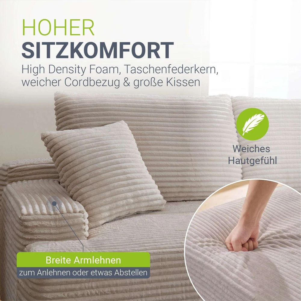 Juskys Kampinė sofa Coredo su otomanų dešinėje 250x56x155 cm tamsiai pilka-ruda