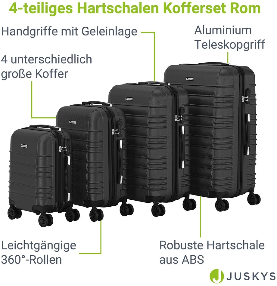 Kelioninis Juskys Kietosios dangos lagaminų rinkinys Rom 4 vnt antracito spalvos