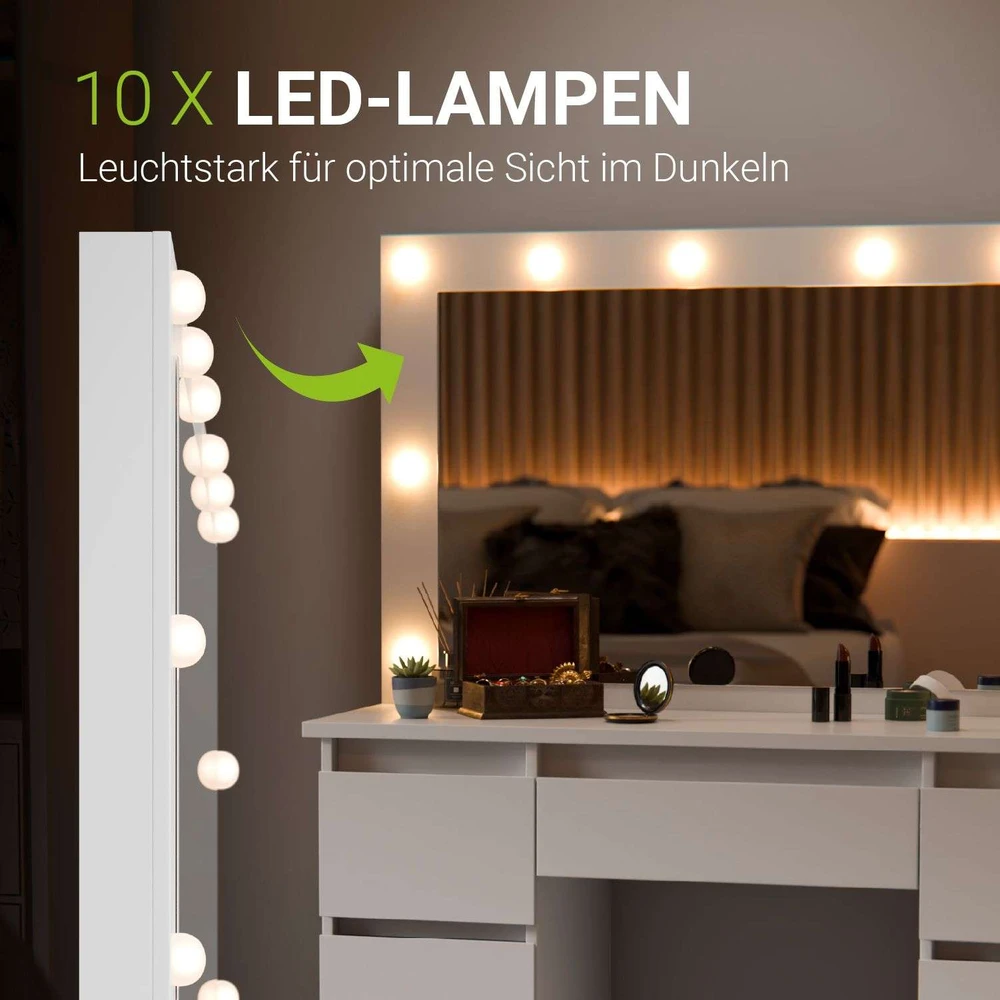Juskys Komedonas Lilia su LED 108x41x140 cm baltas