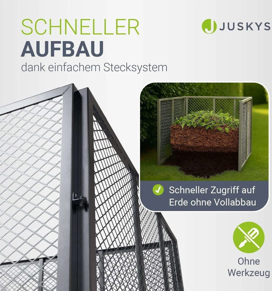 Juskys Komposteris 800L 80x80x70 cm sidabro spalvos