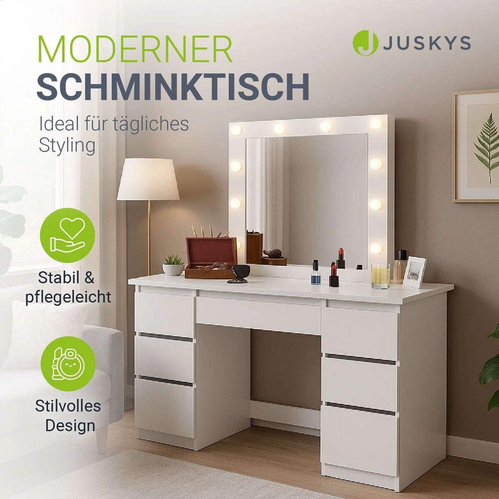 Juskys Kosmetinis staliukas Homestar Talea 110x40x141 cm baltas