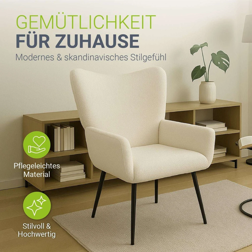 Juskys Krėslas Wingback Odense 95x68x73 cm smėlio spalvos