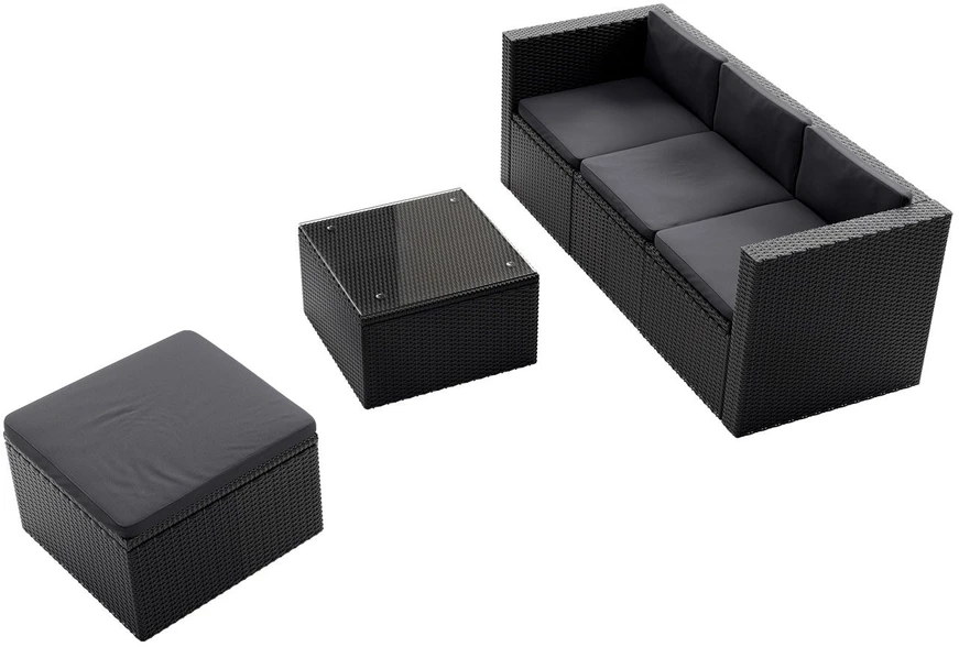 Lauko baldų komplektas Juskys Poilsio komplektas Homestar Punta Cana M Sofa 178x69x65 cm juoda/tamsiai pilka