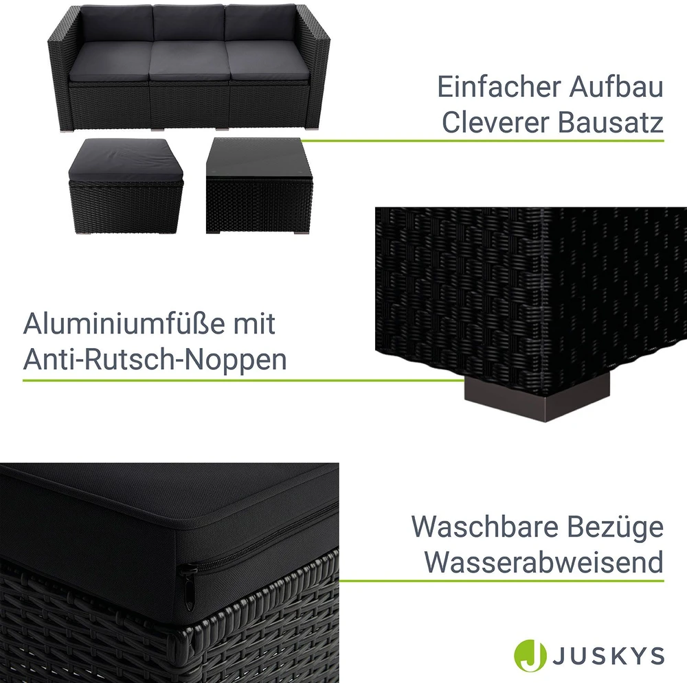 Lauko baldų komplektas Juskys Poilsio komplektas Homestar Punta Cana M Sofa 178x69x65 cm juoda/tamsiai pilka
