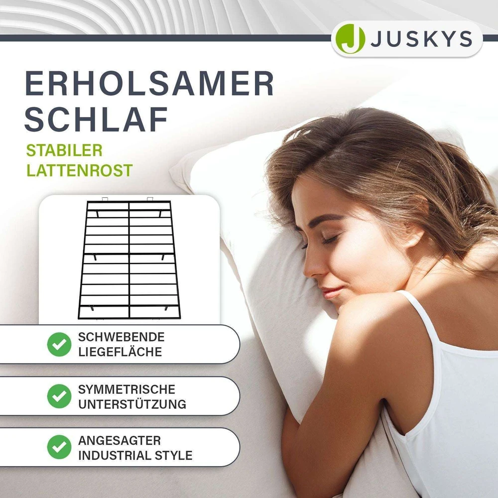 Lova Juskys Metalinis lovos rėmas Palamos 140x200x20 cm juodas su LED
