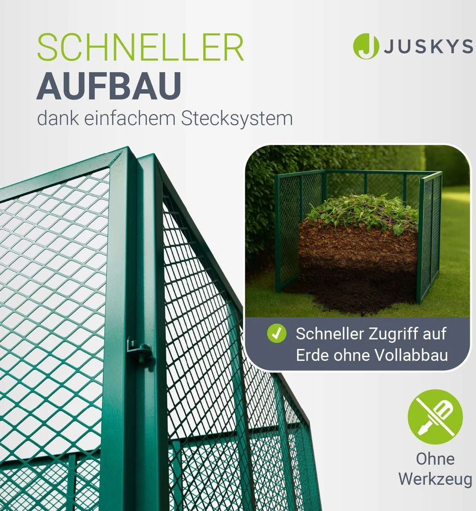 Juskys Metalo kompostavimo dėžė 450L 80x80x70 cm tamsiai žalias
