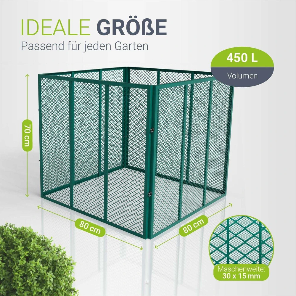 Juskys Metalo kompostavimo dėžė 450L 80x80x70 cm tamsiai žalias