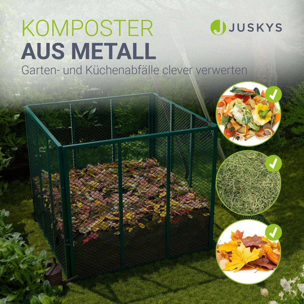 Juskys Metalo kompostavimo dėžė 450L 80x80x70 cm tamsiai žalias