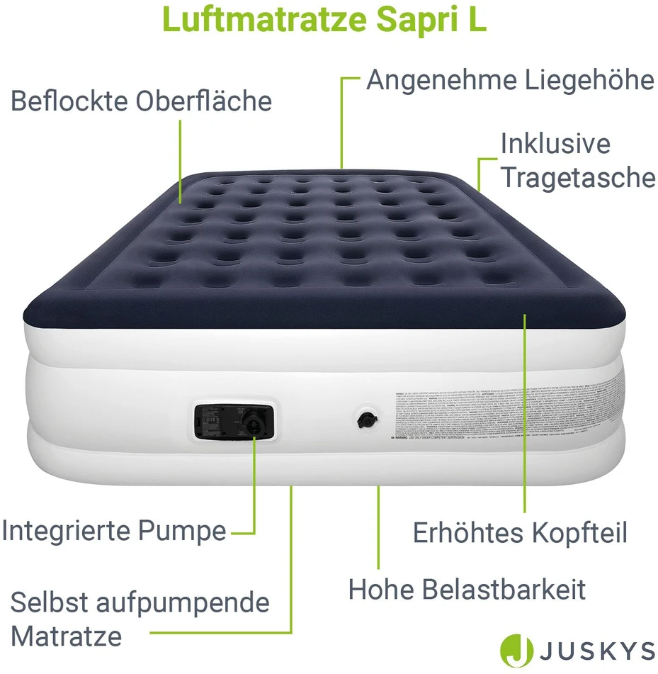 Juskys Pripučiamas čiužinys Sapri M 191x91x44 cm mėlynas/baltas