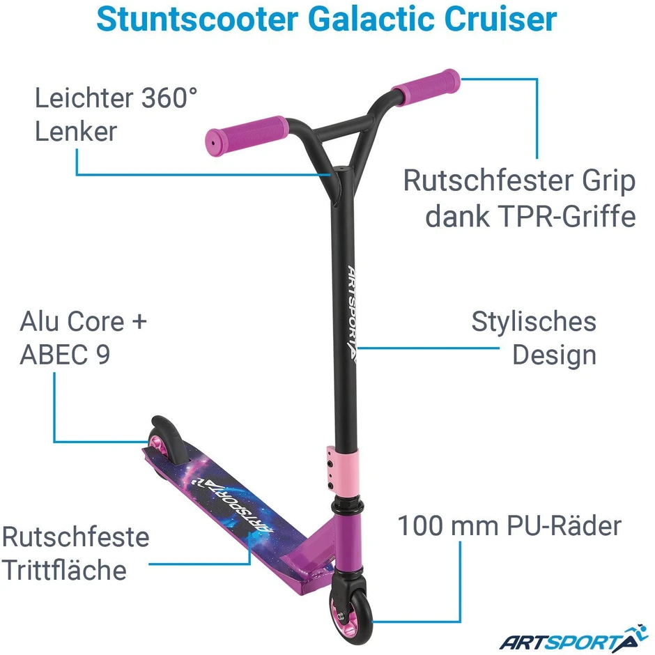 Juskys Stunt paspirtukas Homestar Galactic Cruiser raudonas