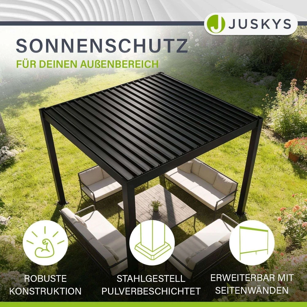 Juskys Pergola Tahiti 3x3x2.4 m antracito spalvos
