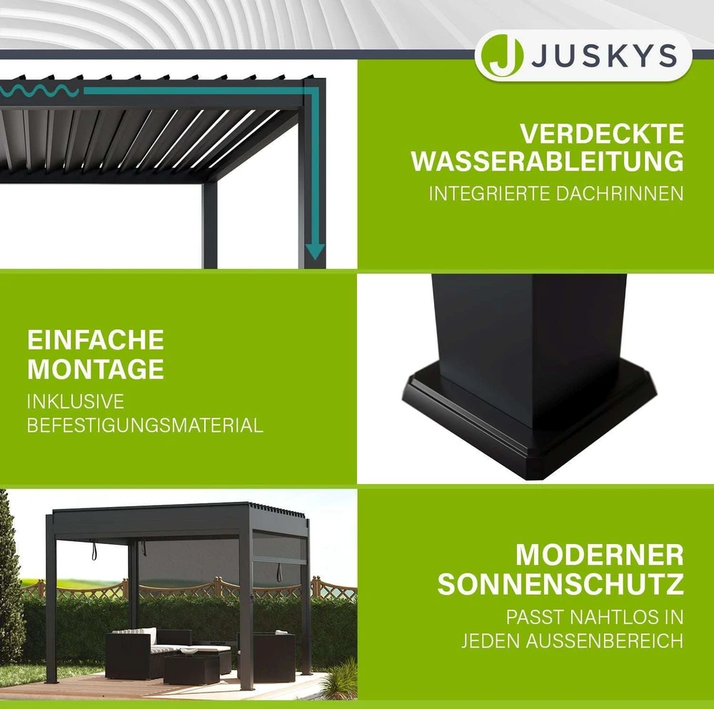 Juskys Pergola Tahiti 3x3x2.4 m antracito spalvos