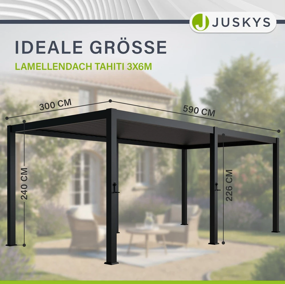 Juskys Pergola Tahiti 3x5.9x2.4 m antracito spalvos