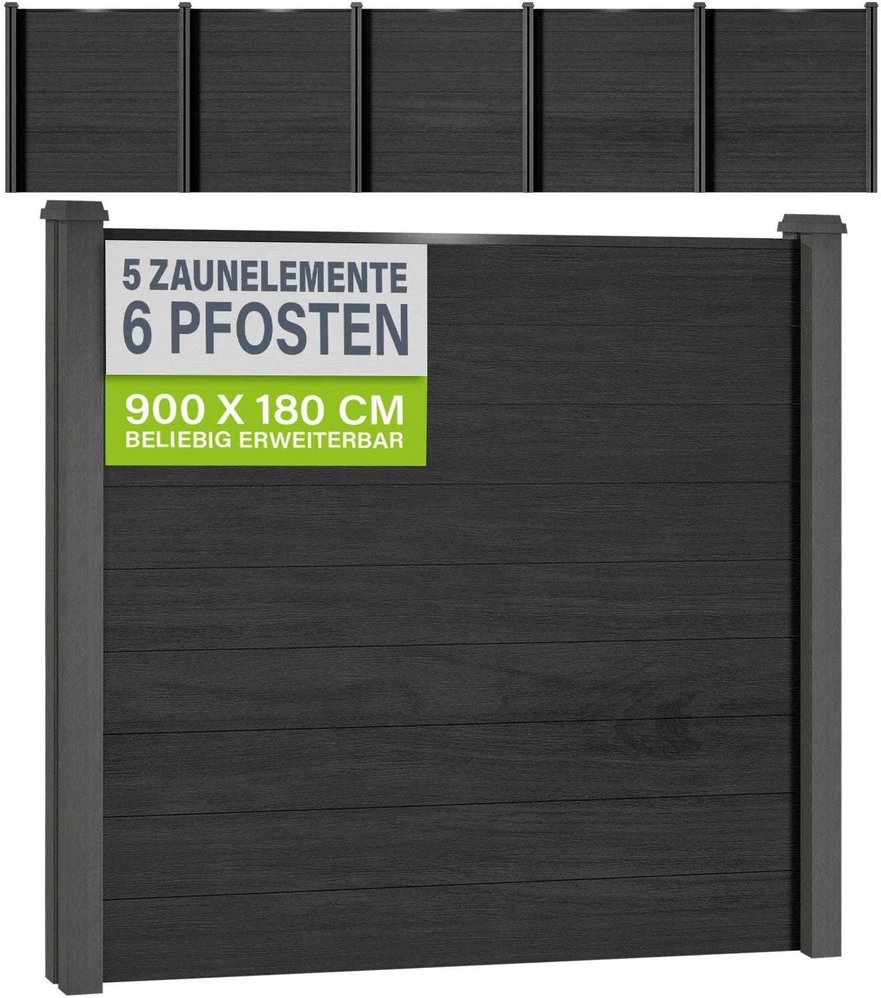 Juskys Privatumo tvora Homestar komplektas 5 panelės 170x2x180 cm antracito spalvos 6 stulpai pilki