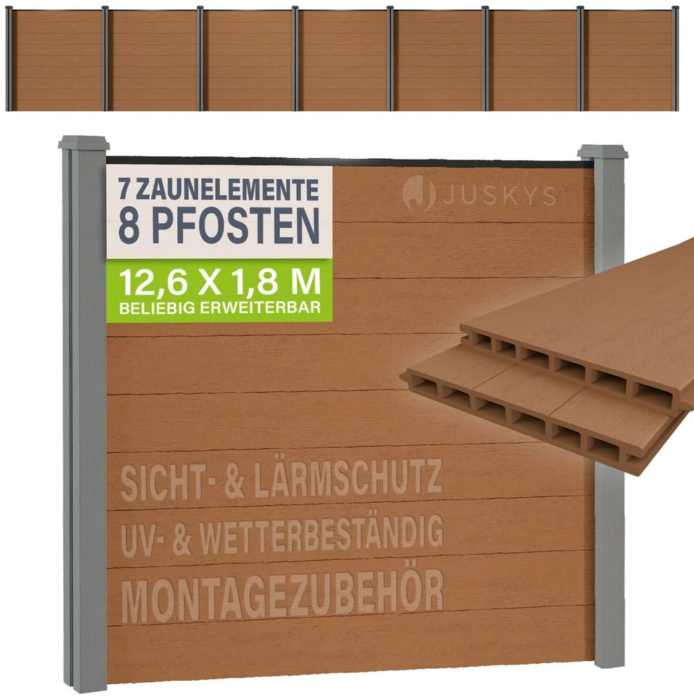 Juskys Privatumo tvora Homestar komplektas 7 panelės 8 stulpai 170x2x180 cm ąžuolas