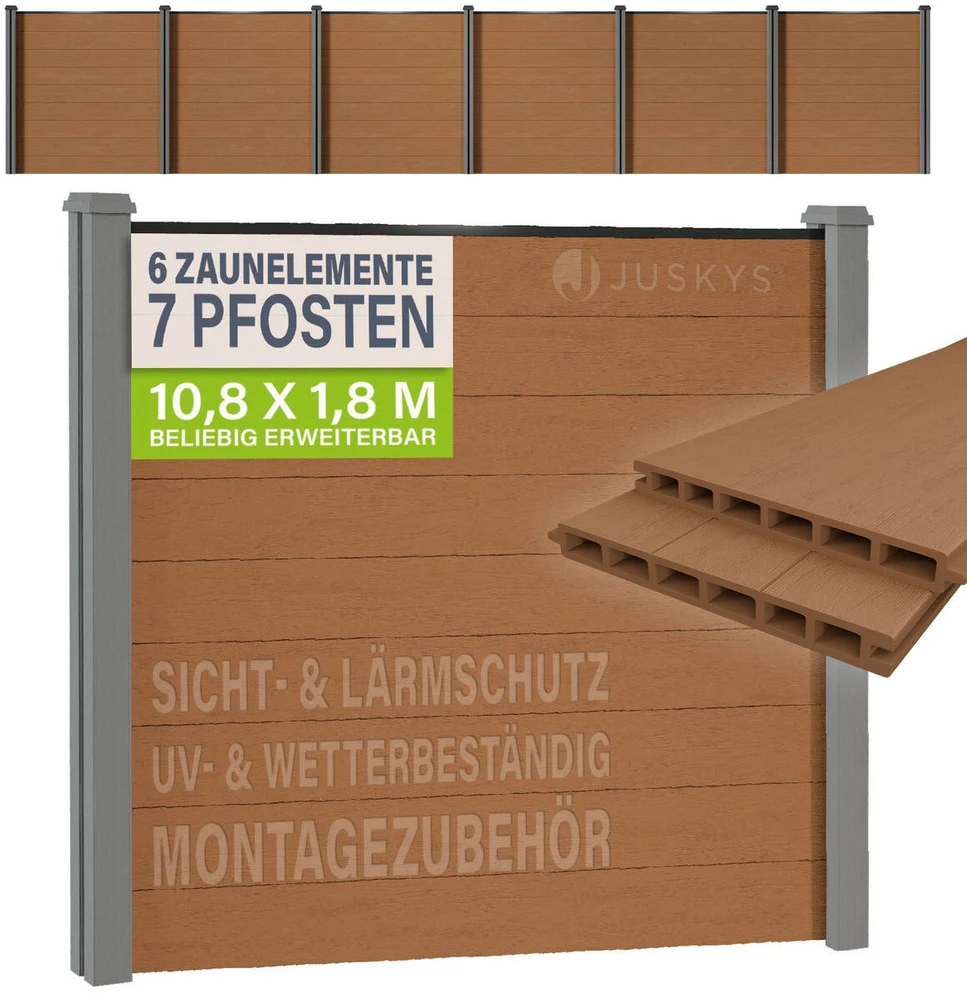 Juskys Privatumo tvora Homestar rinkinys 6 skydai + 7 stulpai 170x2x180 cm ąžuolo spalvos