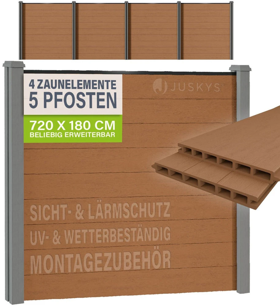 Juskys Privatumo tvora komplektas 4 paneliai ir 5 stulpai 170x2x180 cm iš ąžuolo