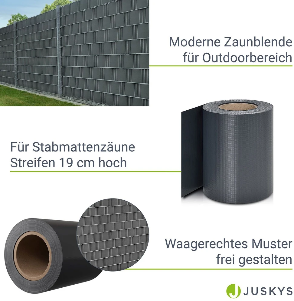 Juskys Privatumo tvoros juostos 4 vnt. 35 m x 19 cm antracito spalvos