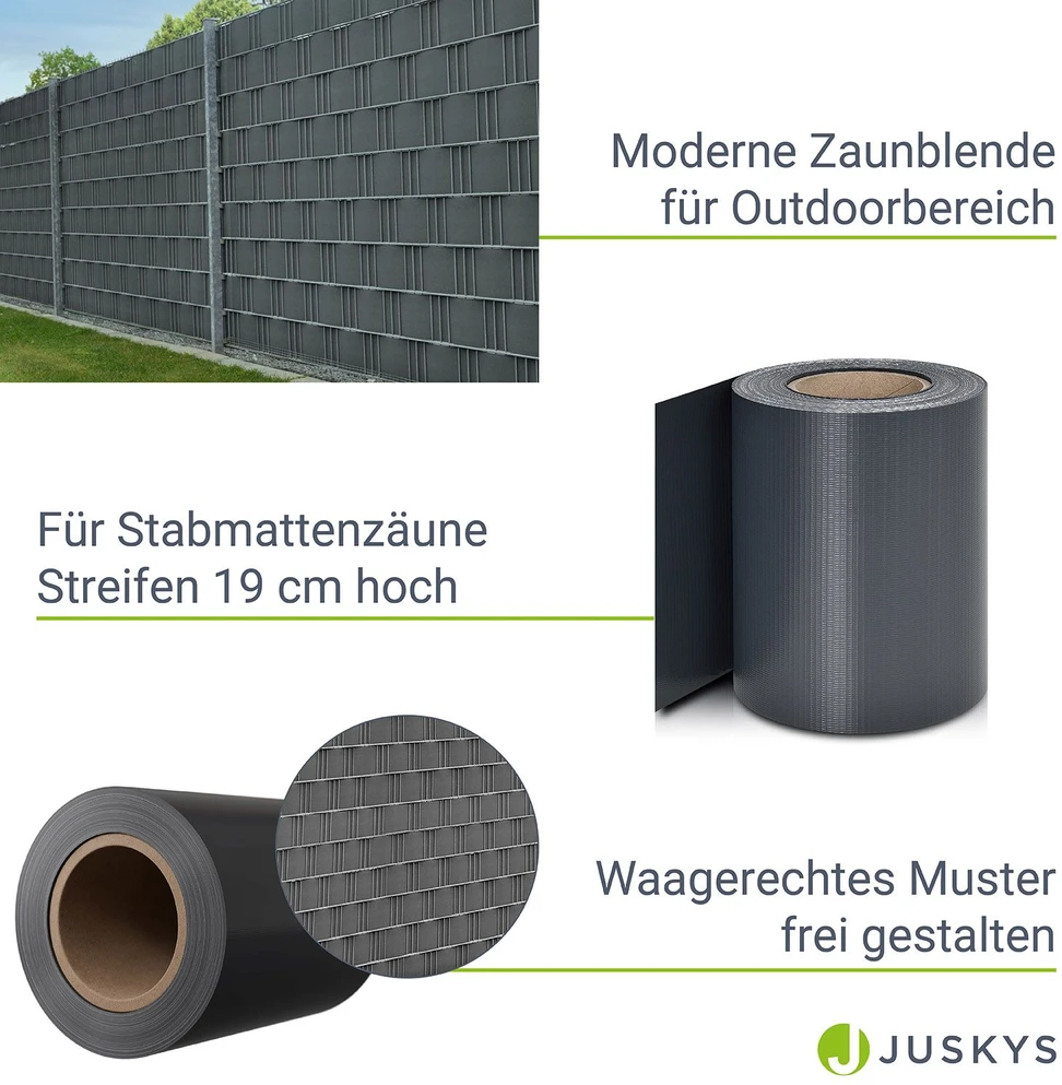 Juskys Privatumo tvoros juostos 4 vnt. 35 m x 19 cm antracito spalvos