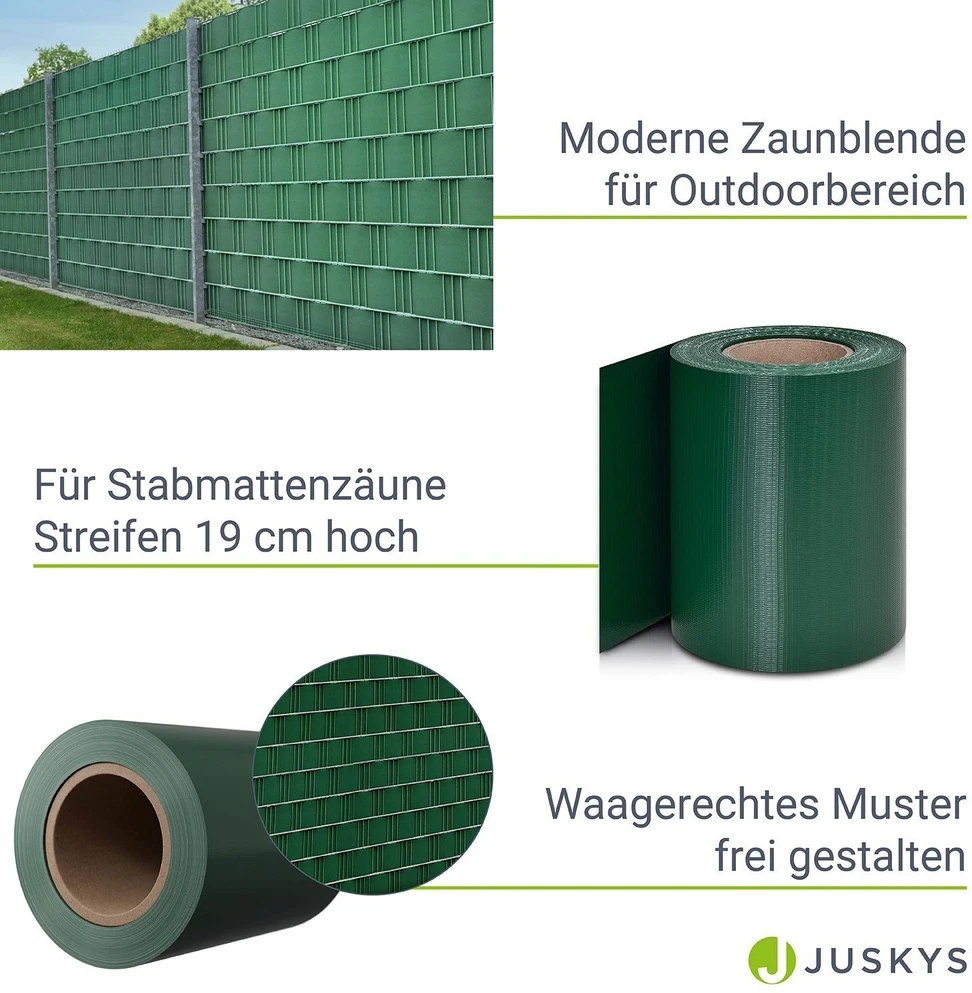 Juskys Privatumo tvoros juostos 4 vnt. 35 m x 19 cm žalia