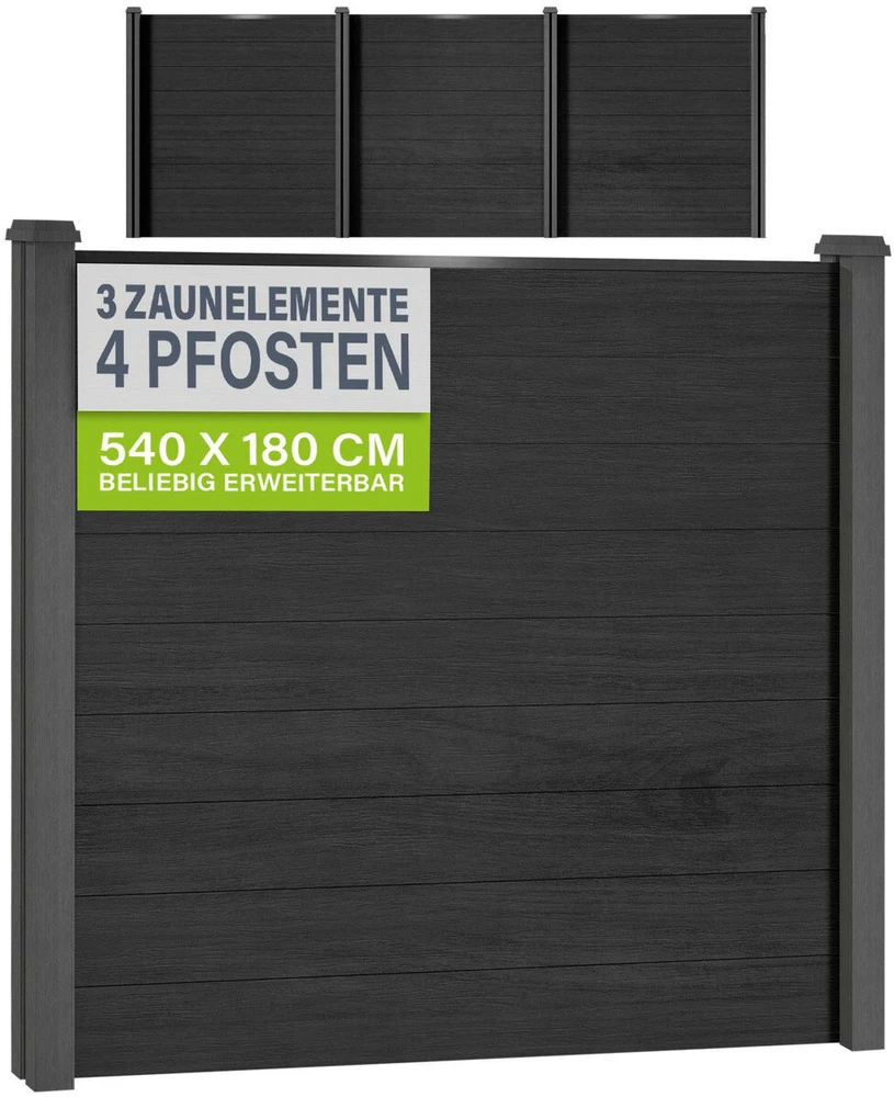 Juskys Privatumo tvoros skydų rinkinys, 3 vnt., su 4 stulpais, 170x2x180 cm, antracito spalvos