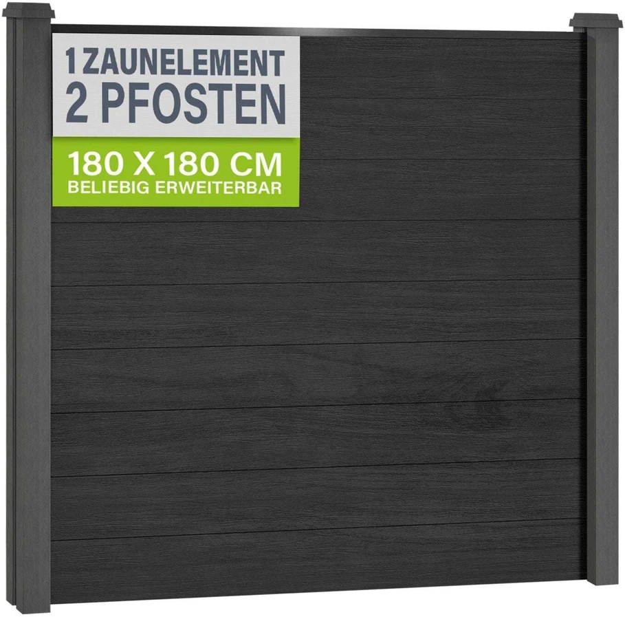 Juskys Privatumo tvoros skydų rinkinys Homestar 1 skydas + 2 stulpai 170x2x180 cm antracito/šviesiai pilka