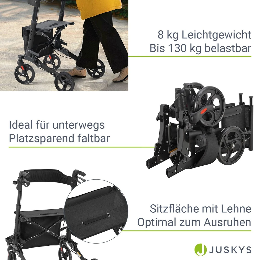 Juskys Rollator Vital 63x68x80-94 cm juodas/pilkas