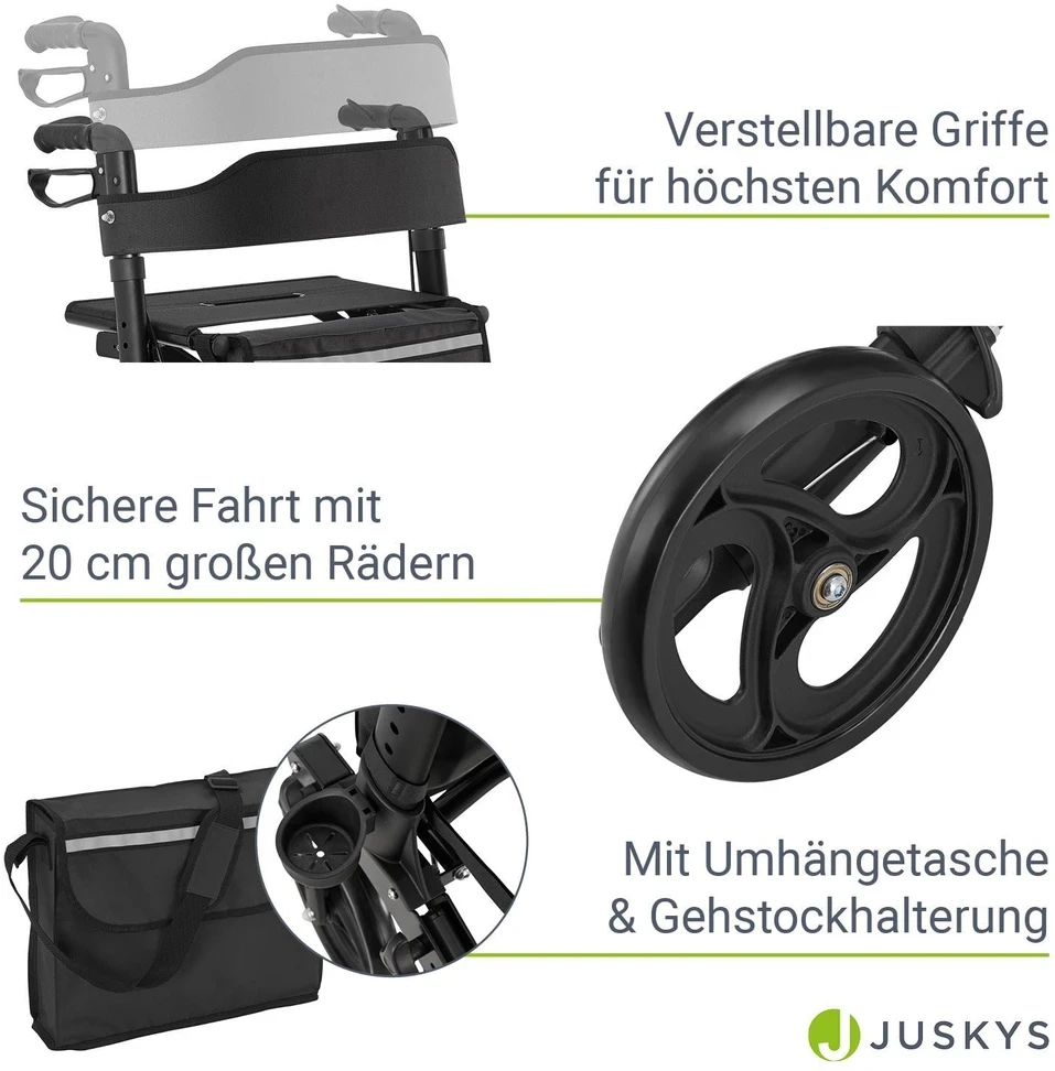 Juskys Rollator Vital 63x68x80-94 cm juodas/pilkas