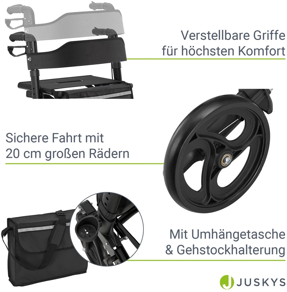Juskys Rollator Vital 63x68x80-94 cm juodas/pilkas