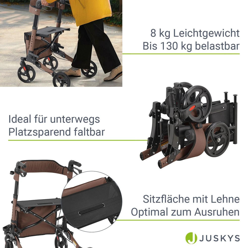 Juskys Rollator Vital 63x68x80-94 cm rudas